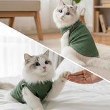 3PCS Waffle Knit Pet Shirt Sphynx Cat Clothing Small Dog T-Shirt Pet Fashion - Purple&Blue&Green / M(4.1-7.5lb) In Australia - Darrahopens