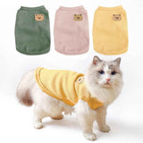 3PCS Waffle Knit Pet Shirt Sphynx Cat Clothing Small Dog T-Shirt Pet Fashion - Green&Pink&Yellow / M(4.1-7.5lb) In Australia - Darrahopens