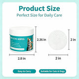 Eye Wipes for Dogs & Cats, Pet Eye Cleaner Wipes for Tear Stains Discharge, Hypoallergenic with Aloe Vera and Vitamin E, Gently Removes Eye Debris, Mucus, Crust, for Daily Use, 100 Count