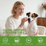 Dog Eye Wipes Tear Stain Remover for Dogs & Cats, Gentle Pet Eye Cleaner Pads to Remove Discharge, Crust & Boogers, Natural Grooming Supplies for Puppy, Kitten - 100ct, Coconut Scent