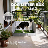 Dog Grass Pad with Tray, Foldable Litter Box High Wall, Indoor Potty | Easy Clean Puppy Pee Pad Holder with Odor Free Artificial Grass Patch for Dogs Potty, Leakproof, No Assembly - Gray - Size Large for Dog＜ 28" Length