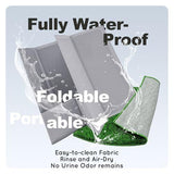 Dog Grass Pad with Tray, Foldable Litter Box High Wall, Indoor Potty | Easy Clean Puppy Pee Pad Holder with Odor Free Artificial Grass Patch for Dogs Potty, Leakproof, No Assembly - Gray - Size Large for Dog＜ 28" Length