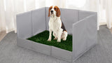 Dog Grass Pad with Tray, Foldable Litter Box High Wall, Indoor Potty | Easy Clean Puppy Pee Pad Holder with Odor Free Artificial Grass Patch for Dogs Potty, Leakproof, No Assembly - Gray - Size X-Large for Dog＜ 38" Length
