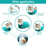 Cat Bath Bag Breathable Cat Shower Bag Anti-Scratch Cat Grooming Bag Adjustable - Turquoise - Size 19.6 In Australia - Darrahopens