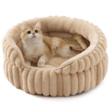 Cat Bed Plush Cat Bed Round Cat Bed Cat Furniture Cat Comfort Pet Supplies - Beige / 23in In Australia - Darrahopens