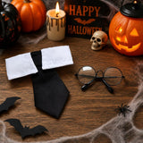 3PCS Halloween Dog Costume Cat Wizard Cape Glasses and Necktie Set Halloween Puppy Outfit Pet Academy Magician Cosplay Apparel for Kitten Cat Small Dogs - Black-Green - Size M