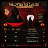 3PCS Halloween Dog Costume Cat Wizard Cape Glasses and Necktie Set Halloween Puppy Outfit Pet Academy Magician Cosplay Apparel for Kitten Cat Small Dogs - Black-Green - Size M