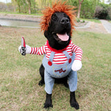 Pet Deadly Doll Dog Costume, Cosplay Halloween Christmas Funny Clothes Party Costume for Small Medium and Large Dogs - Blue - Size XL