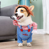Pet Deadly Doll Dog Costume, Cosplay Halloween Christmas Funny Clothes Party Costume for Small Medium and Large Dogs - Blue - Size XL