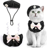 Cat Beret Cat Headscarf Pet Outfit Cat Accessories Halloween Pet Costume - Pink