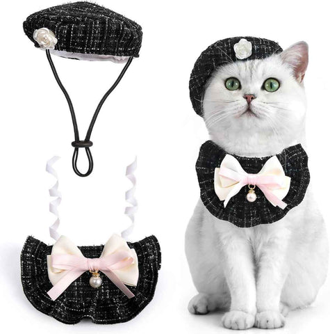 Cat Beret Cat Headscarf Pet Outfit Cat Accessories Halloween Pet Costume - Black In Australia - Darrahopens