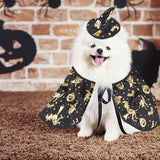Pet Halloween Costumes Dogs Cats Halloween Witch Pet Costume Cape Hat Halloween Vampire Cloak Wizard Cats Cosplay Clothes Apparel for Small Dogs Cats Halloween Party Decorations - Black - Size L