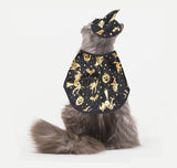 Pet Halloween Costumes Dogs Cats Halloween Witch Pet Costume Cape Hat Halloween Vampire Cloak Wizard Cats Cosplay Clothes Apparel for Small Dogs Cats Halloween Party Decorations - Black - Size L