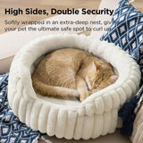 Cat Bed Fluffy Cat Bed Round Cat Bed Cat Furniture Cat Comfort Machine Washable - White - Size 23in
