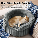 Cat Bed Plush Cat Bed Round Cat Bed Cat Furniture Cat Comfort High-Quality Cat - Navy / 20in
