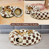 Cat Tunnel Bed with Washable Cushion for Indoor Cat, Donut Cave Tube Toys for Kitten Puppy Rabbit - Blue - Size 33.5in In Australia - Darrahopens