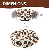 Cat Tunnel Bed with Washable Cushion for Indoor Cat, Donut Cave Tube Toys for Kitten Puppy Rabbit - Brown - Size 33.5in
