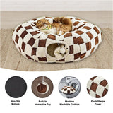 Cat Tunnel Bed with Washable Cushion for Indoor Cat, Donut Cave Tube Toys for Kitten Puppy Rabbit - Brown - Size 33.5in In Australia - Darrahopens