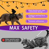 Cat Harness and Leash with Bat Wings, Escape Proof Leash | Halloween Costumes, Thickened Polyester Fabric, Lightweight Felt, Adjustable Vest, Easy Control, for Small Dogs Cats Rabbits - Black - Size M