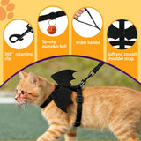 Cat Harness and Leash with Bat Wings, Escape Proof Leash | Halloween Costumes, Thickened Polyester Fabric, Lightweight Felt, Adjustable Vest, Easy Control, for Small Dogs Cats Rabbits - Black - Size S