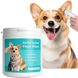 Ear Cleaner Finger Wipes for Dogs & Cats,50 Counts Pet Ear Wipes,Pet Ear Cleaner Finger Wipes to Remove Wax, Dirt, Relieve Ear Itching & Inflammation for Dogs & Cats