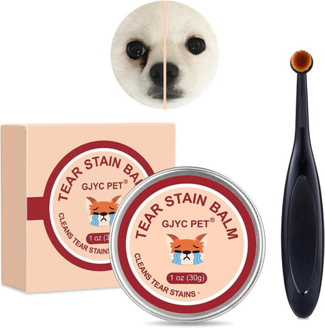 2 PackNatural Tear Stain Remover Balm for Dogs & Cats – Gentle & Effective Eye Care, Prevents Tear Stains & Reduces Redness, Safe & Non-Irritating Formula with Professional Brush, 1 oz - White - Size In Australia - Darrahopens