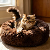 Cat Bed Fluffy Cat Bed Round Cat Bed Cat Furniture Cat Comfort Cat Sleeping Bed - Dark Brown / 24in In Australia - Darrahopens