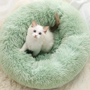 Cat Bed Fluffy Cat Bed Round Cat Bed Cat Furniture Cat Comfort Cat Sleeping Bed - Green / 24in In Australia - Darrahopens