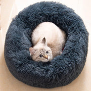 Cat Bed Fluffy Cat Bed Round Cat Bed Cat Furniture Cat Comfort Cat Sleeping Bed - Navy / 20in In Australia - Darrahopens