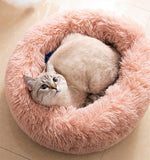Cat Bed Fluffy Cat Bed Round Cat Bed Cat Furniture Cat Comfort Cat Sleeping Bed - Navy / 20in