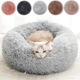 Cat Bed Fluffy Cat Bed Round Cat Bed Cat Furniture Cat Comfort Cat Sleeping Bed - Pink / 24in