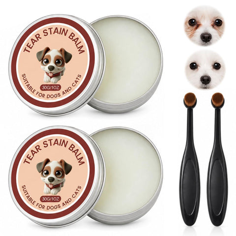 2 Pcs Tear Stain Remover Balm for Dogs & Cats with Pro Powder Brush, Gently Removes Eye Gunk & Stains – Great for White Dogs, Daily Eye Cleaning, Mild Formula In Australia - Darrahopens