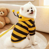 Bumblebee Cat Costume for Sphynx & Small Dogs, Fit Halloween, Yellow, Cute Bee Stripes Hoodie, Soft Warm Fleece, Holiday Cosplay Outfit, Daily Leisure Wear, Easy to Put, Safe for Leash Walking - Yellow / XXS In Australia - Darrahopens