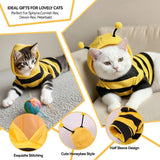 Bumblebee Cat Costume for Sphynx & Small Dogs, Fit Halloween, Yellow, Cute Bee Stripes Hoodie, Soft Warm Fleece, Holiday Cosplay Outfit, Daily Leisure Wear, Easy to Put, Safe for Leash Walking - Yellow / XXS