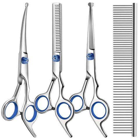 Dog Grooming Scissors Cat Grooming Scissors 4-In-1 Grooming Set Pet Grooming - Blue In Australia - Darrahopens