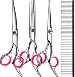 Dog Grooming Scissors Cat Grooming Scissors 4-In-1 Grooming Set Pet Grooming - Red In Australia - Darrahopens