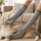 Cat Grooming Gloves Pet Handling Gloves Anti-Scratch Gloves Cat Nail Trimming - Gray - Size 15.7in In Australia - Darrahopens