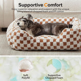 Dog Beds -Cute Cat Beds for Indoor Cats Calming Pet Beds, Rectangle Orthopedic Cuddle Puppy Bed with Jacquard Shaggy Plush & Anti Slip Bottom - Brown - Size M In Australia - Darrahopens