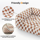 Dog Beds -Cute Cat Beds for Indoor Cats Calming Pet Beds, Rectangle Orthopedic Cuddle Puppy Bed with Jacquard Shaggy Plush & Anti Slip Bottom - Gray - Size L