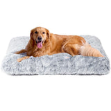 Fluffy Dog Crate Bed for Extra Large Dogs, Plush Faux Fur Pad, Calming Anti Anxiety XL Bed for Crate, Washable Soft Warm Dog Mat with Non-Slip Bottom - Gray - Size 29.5"L x 20"W