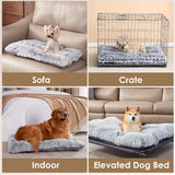 Fluffy Dog Crate Bed for Extra Large Dogs, Plush Faux Fur Pad, Calming Anti Anxiety XL Bed for Crate, Washable Soft Warm Dog Mat with Non-Slip Bottom - Gray - Size 41.3"L x 27.5"W