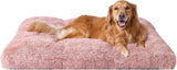 Fluffy Dog Crate Bed for Extra Large Dogs, Plush Faux Fur Pad, Calming Anti Anxiety XL Bed for Crate, Washable Soft Warm Dog Mat with Non-Slip Bottom - Pink - Size 41.3"L x 27.5"W