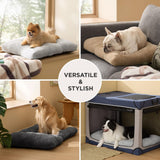 Washable Dog Bed for Crate, Giant Comfort Fluffy Plush Pet Pillow Bed Kennel Pad with Non-Slip Bottom, Machine Washable Pet Sleeping Mat for Jumbo - Dark Gray - Size 29"L x 21"W x 3"Th