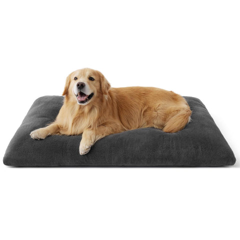 Washable Dog Bed for Crate, Giant Comfort Fluffy Plush Pet Pillow Bed Kennel Pad with Non-Slip Bottom, Machine Washable Pet Sleeping Mat for Jumbo - Dark Gray - Size 41"L x 27"W x 3"Th