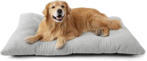 Washable Dog Bed for Crate, Giant Comfort Fluffy Plush Pet Pillow Bed Kennel Pad with Non-Slip Bottom, Machine Washable Pet Sleeping Mat for Jumbo - Gray - Size 47"L x 29"W x 3"Th