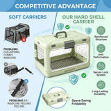 Foldable Hard Cat Carrier, Transparent Pet Crate for Cats & Small Dogs, Collapsible Travel Kennel with Ventilation & Urine Pad Mesh Grid, Portable Travel cage, Essential for pet Travel - Apricot - Size 20*12.59*12.2in In Australia - Darrahopens