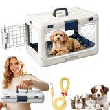 Foldable Hard Cat Carrier, Transparent Pet Crate for Cats & Small Dogs, Collapsible Travel Kennel with Ventilation & Urine Pad Mesh Grid, Portable Travel cage, Essential for pet Travel - Apricot - Size 20*12.59*12.2in