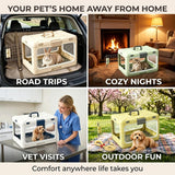 Foldable Hard Cat Carrier, Transparent Pet Crate for Cats & Small Dogs, Collapsible Travel Kennel with Ventilation & Urine Pad Mesh Grid, Portable Travel cage, Essential for pet Travel - Apricot - Size 20*12.59*12.2in In Australia - Darrahopens