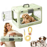 Darrahopens Pet Care > Dog Supplies > Dog Carriers & Crates Foldable Hard Cat Carrier, Transparent Pet Crate for Cats & Small Dogs, Collapsible Travel Kennel with Ventilation & Urine Pad Mesh Grid, Portable Travel cage, Essential for pet Travel - Green - Size 20*12.59*12.2in In Australia - Darrahopens