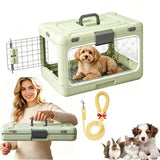 Foldable Hard Cat Carrier, Transparent Pet Crate for Cats & Small Dogs, Collapsible Travel Kennel with Ventilation & Urine Pad Mesh Grid, Portable Travel cage, Essential for pet Travel - White - Size 20*12.59*12.2in In Australia - Darrahopens